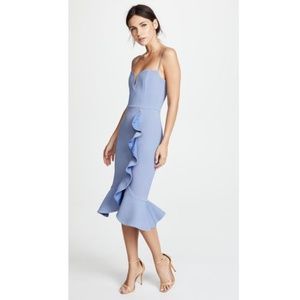 Nicholas Blue Bandage Frill Wrap Dress - size 6